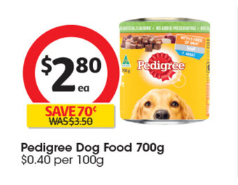 Coles Pedigree Dog Food 700g offer