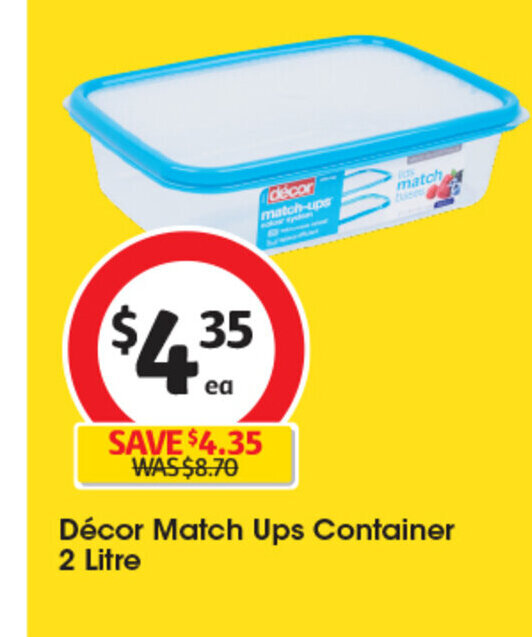 Décor Match Ups Container 2 Litre offer at Coles