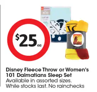 Coles Disney Fleece Throw or Women's 101 Dalmatians Sleep Set offer