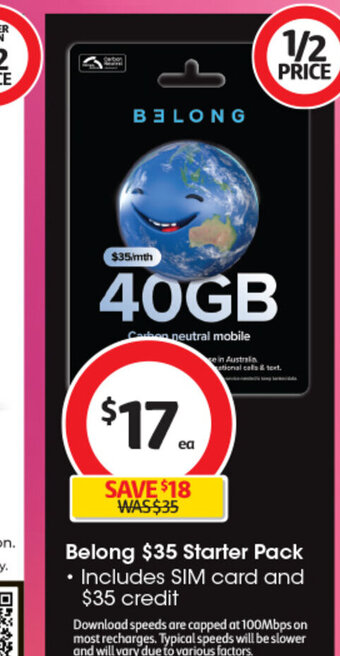 Coles Belong $35 Starter Pack offer