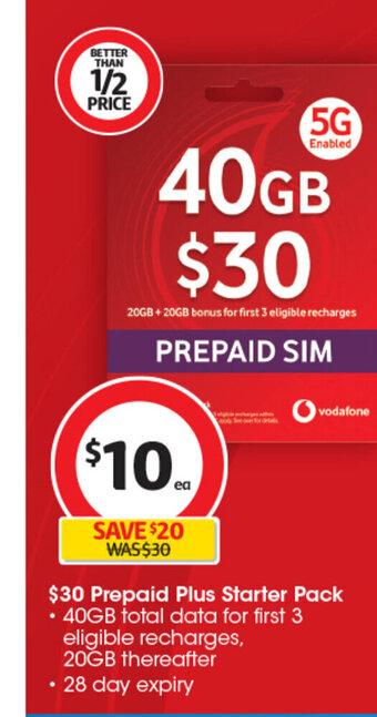 Coles $30 Prepaid Plus Starter Pack offer
