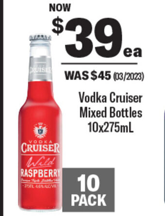 Coles Vodka Cruiser Mixed Bottles 10x275mL offer