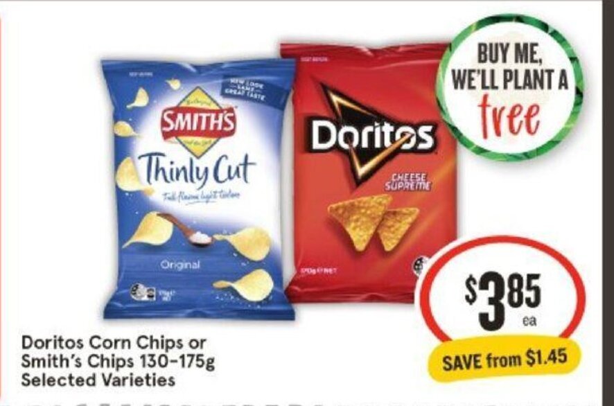 Doritos Corn Chips or Smith's Chips 130175g Selected Varieties offer