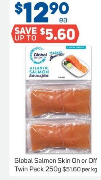 Foodland Global Salmon Skin On or Off Twin Pack 250g offer