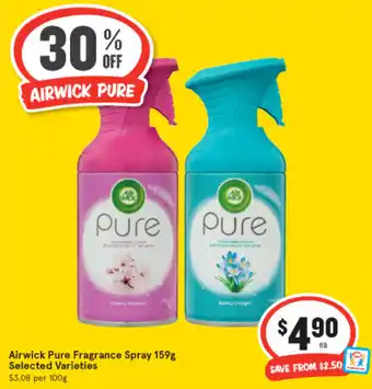 IGA Airwick Pure Fragrance Spray 159g offer