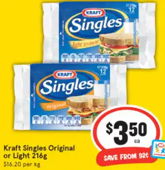 IGA Fraft Single Original Or Light 216g offer