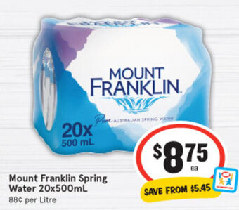 IGA Mount Franklin Spring Water 20x500ml offer