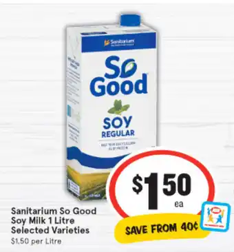 IGA Sanitarium So Good Soy Milk 1L offer