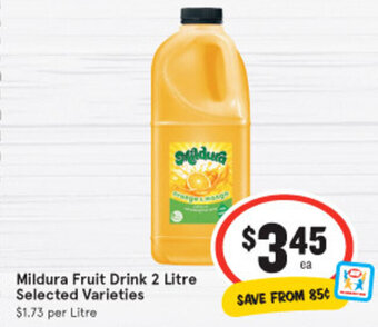IGA Mildura Fruit Drink 2 Litre offer