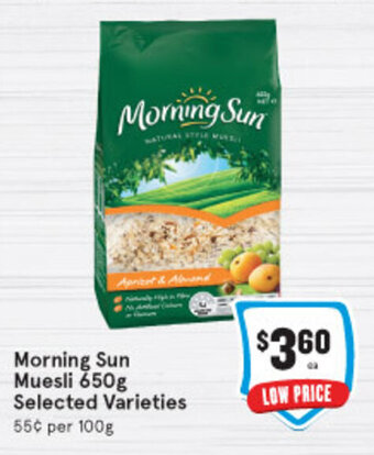 IGA Morning Sun Muesli 650g offer