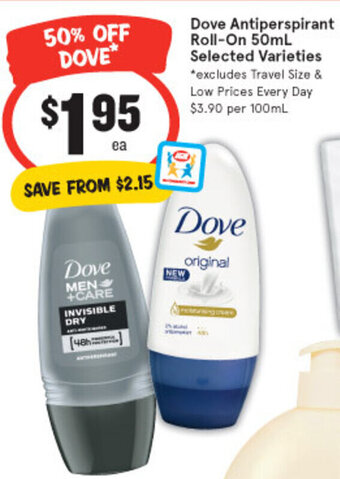 IGA Dove Antiperspirant Roll-On 50ml offer