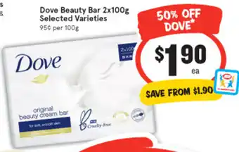 IGA Dove Beauty Bar 2x100g offer