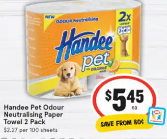 IGA Handee Pet Odour Neutralising Paper Towel 2 Pack offer