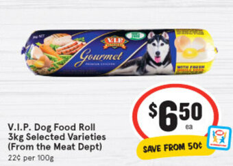 IGA V.I.P. Dog Food Roll 3kg offer