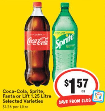 IGA Coca-Cola, Sprite, Fanta or Llft 1,25L offer