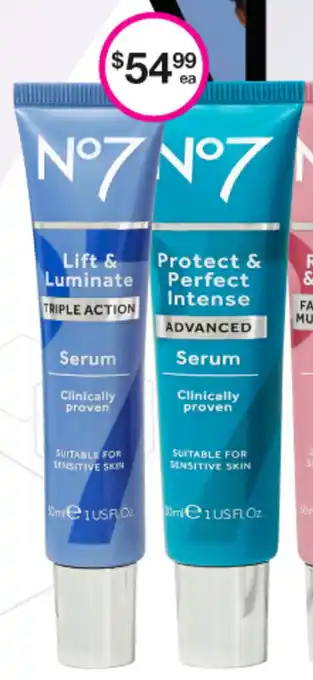 Priceline No7 Lift & Luminate Triple Action and Protect & Perfect Intense Advanced Serum offer