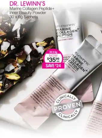 Priceline Dr. Lewinn's Marine Collagen Peptide + Inner Beauty Powder 30x6g Sachets offer