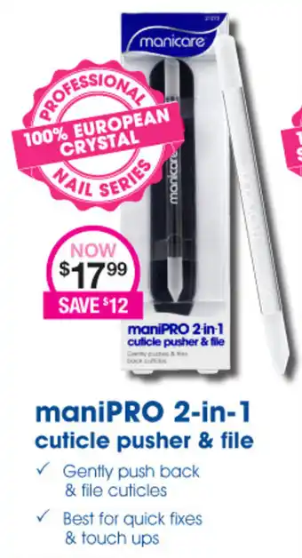 Priceline Manicare ManiPro 2-in-1 Cuticle Pusher & File offer