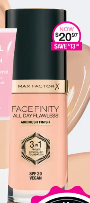 Priceline Rimmel London Max Factor X Face Finity All Day Flawless SPF 20 offer