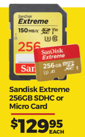 Sandisk Extreme 256GB SDHC or Micro Card