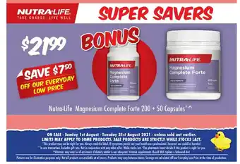 Nutra-Life Magnesium Complete Forte 200 + 50 Capsules