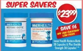 Inner Health Restore-Biotic 20 Capsules & Plus Double Strength 30 Capsules