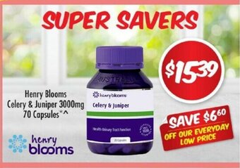 Henry Blooms Celery & Juniper 3000mg 70 Capsules