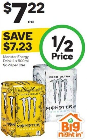 Woolworths Monster Energy Drink 4 x 500ml offer