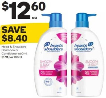 Woolworths Head & Shoulders Shampoo or Conditioner 660ml offer