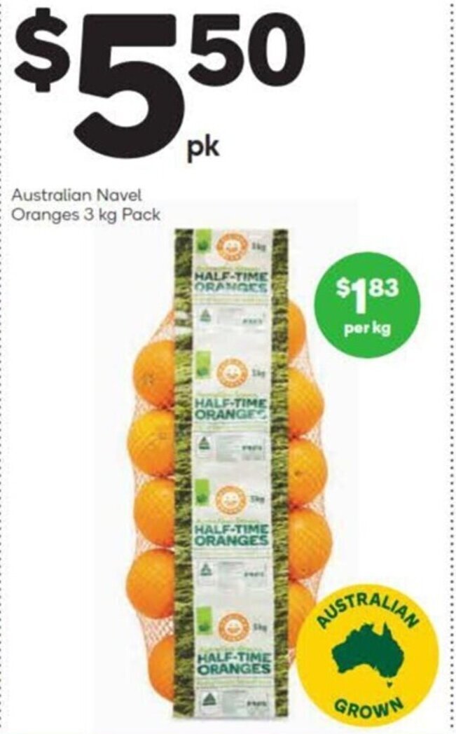 Australian Navel Oranges 3 kg Pack offer at Woolworths