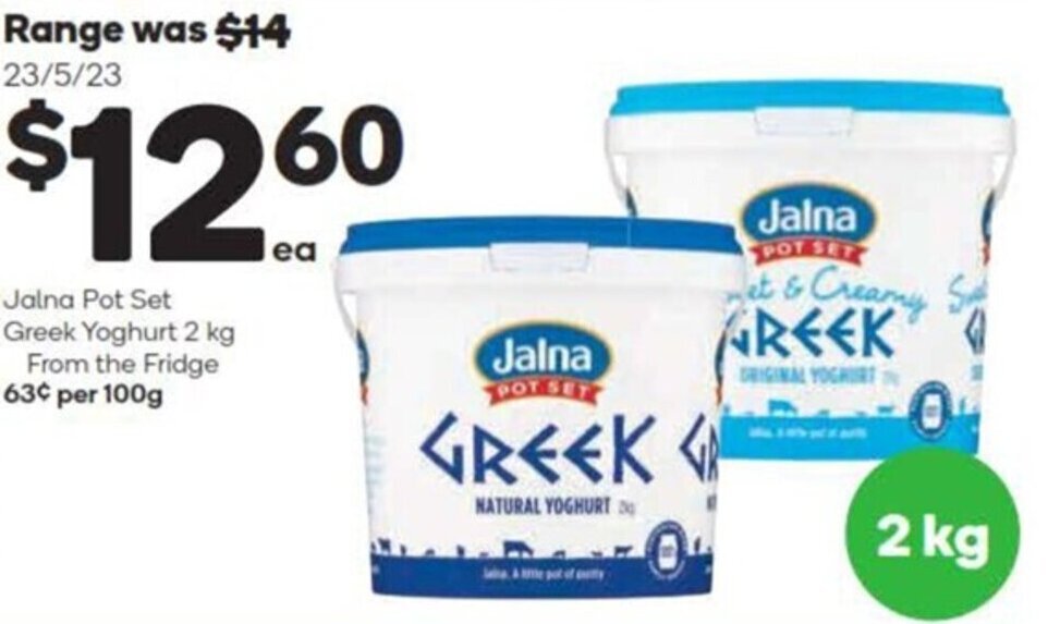Jalna Pot Set Greek Yoghurt 2 kg From the Fridge offer at Woolworths