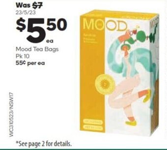 Woolworths Mood Tea Bags Pk 10 offer