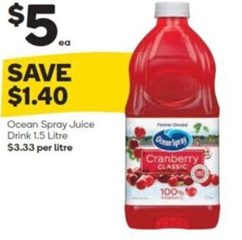 Woolworths Ocean Spray Juice Drink 1.5 Litre offer