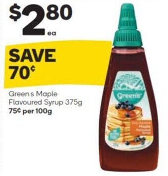 Woolworths Green's Maple Flavoured Syrup 375g offer