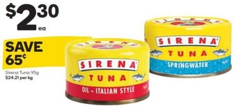 Woolworths Sirena Tuna 95g offer