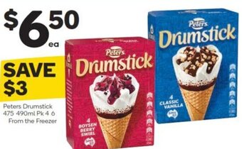 Woolworths Peters Drumstick 475 490ml Pk 4 6 offer