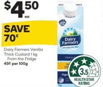 Woolworths Dairy Farmers Vanilla Thick Custard 1 kg offer