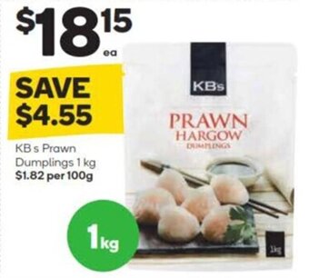 Woolworths KB s Prawn Dumplings 1 kg offer