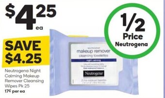 Neutrogena Night Calming Makeup Remover Cleansing Wipes Pk 25