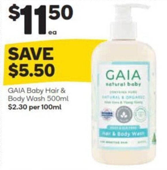 GAIA Baby Hair & Body Wash 500ml offer at Woolworths