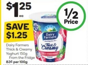 Woolworths Dairy Farmers Thick & Creamy Yoghurt 150g offer
