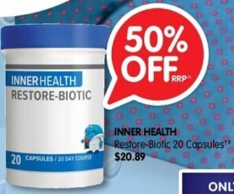 Alliance Pharmacy INNER HEALTH Restore-Biotic 20 Capsules offer