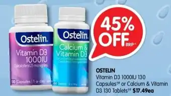 Alliance Pharmacy Ostelin. Vitamin D3 1000IU 130 Capsulest or Calcium & Vitamin D3 130 Tablets offer