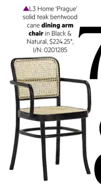 Bunnings L3 Home 'Prague' Solid Teak Bentwood Cane in Black & Natural offer