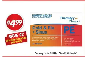 Pharmacy Choice Cold Flu + Sinus PE 24 Tablets