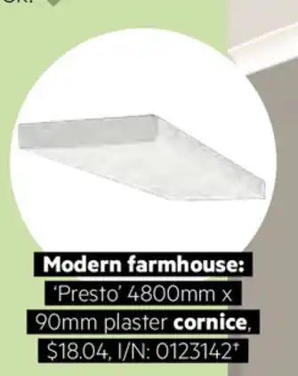 Bunnings Modern Farmhouse Presto 4800mm x 90mm Plaster Cornice offer