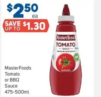 Foodland Master Foods Tomato or BBQ Sauce 475-500ml offer