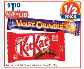 Foodland Nestlé or Violet Crumble Medium Bars 35-55g offer