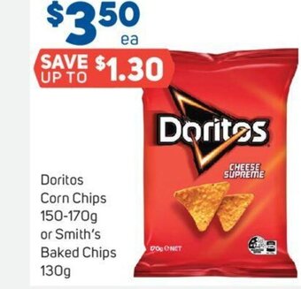 Foodland Doritos Corn Chips 150-170g or Smith's Baked Chips 130g offer