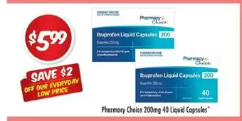 Chemist Outlet Pharmacy Choice 200mg 40 Liquid Capsules offer